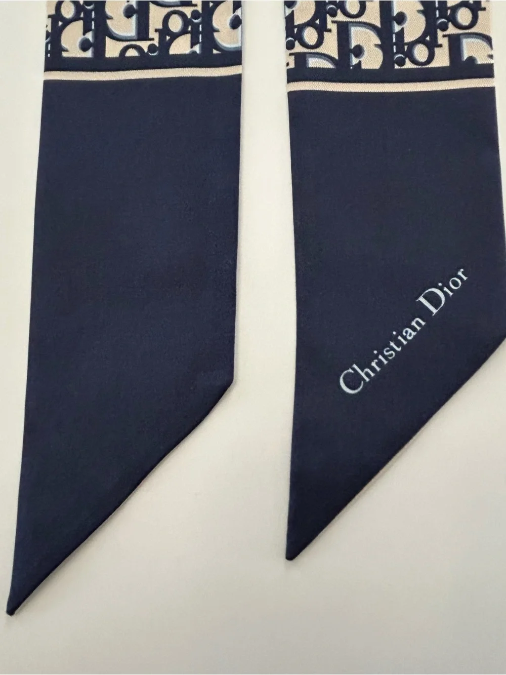 Christian Dior J’Adior Oblique Navy Ribbon Scarf Neck Hair Bag Wrap Accessory